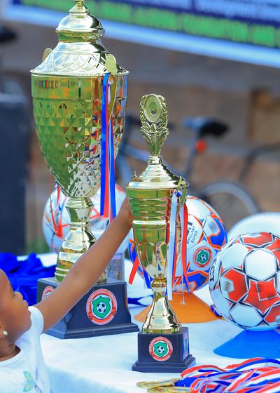 trophies and medals set out for the presentation