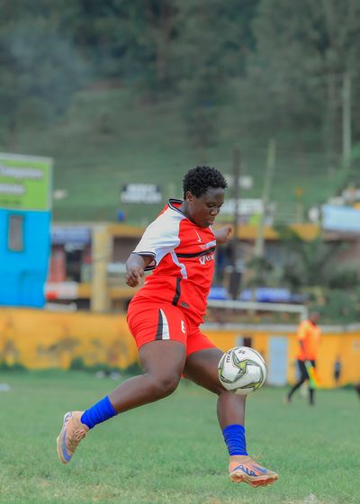 a player controlling the ball mid-air